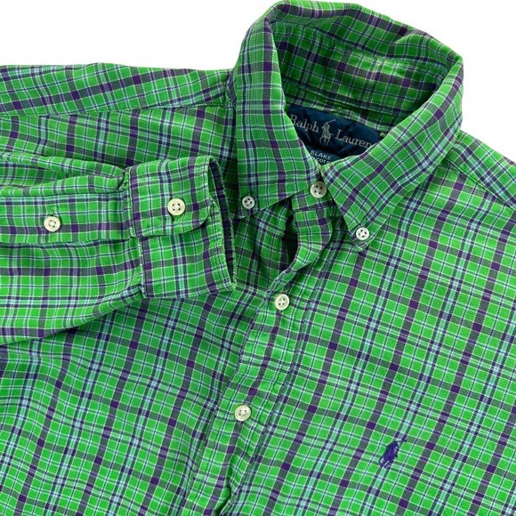 Ralph Lauren Other - Ralph Lauren Blake Mens Small Green Purple Plaid Cotton Button Down Shirt Preppy